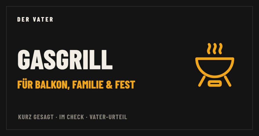 Illustration: Schriftzug Gasgrill für Balkon, Familie und Fest