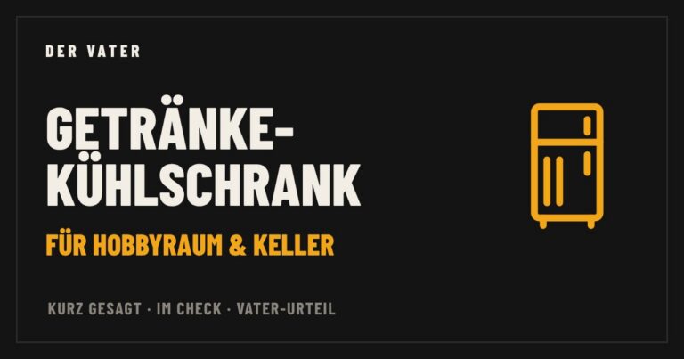 Illustration: Kühlschrank, Schriftzug Getränkekühlschrank für Hobbyraum und Keller