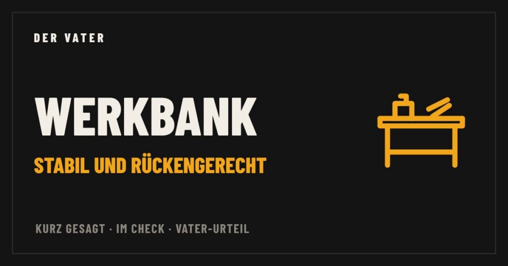 Illustration: Schriftzug Werkbank: stabil und rückengerecht